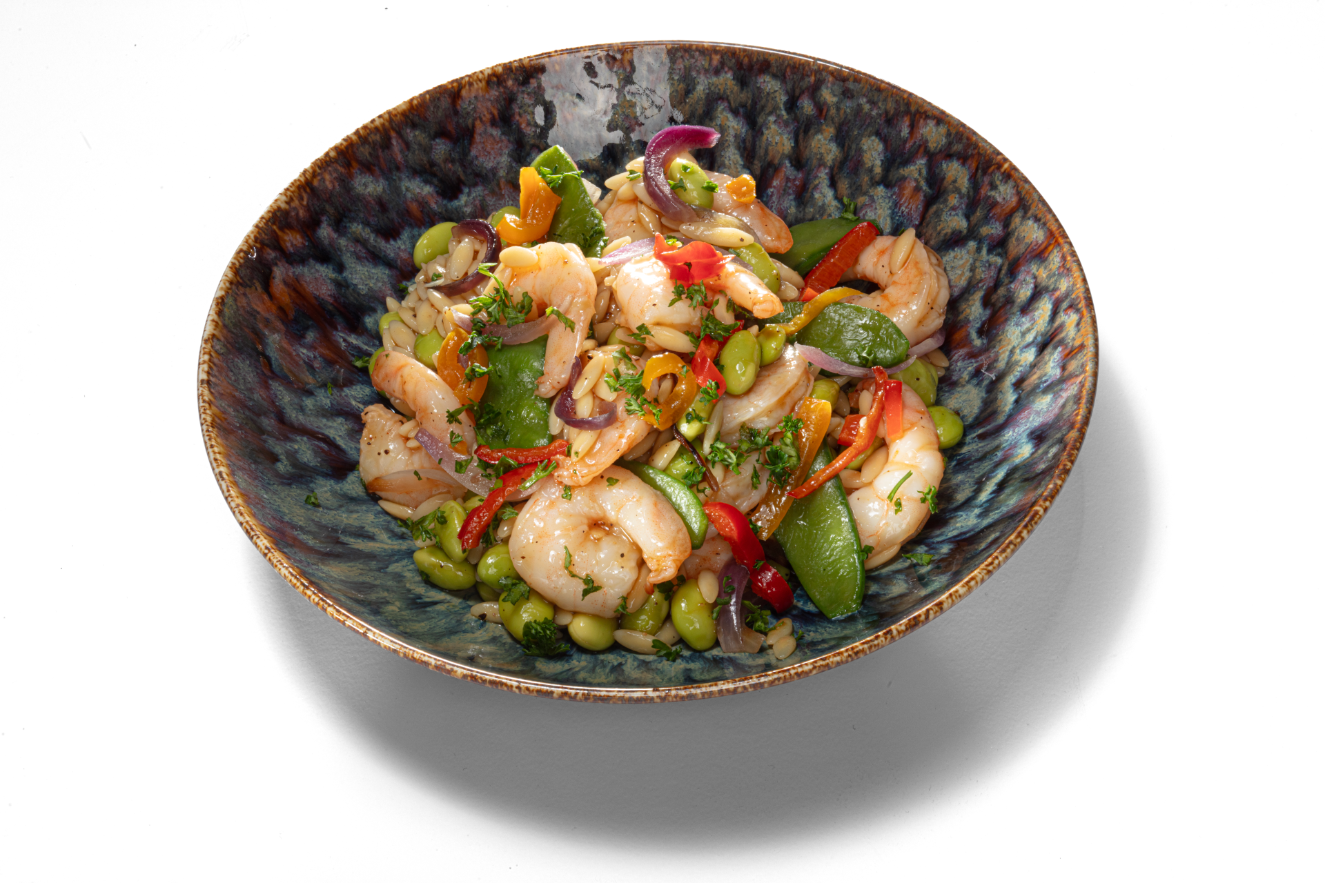 Aziatische orzo met gamba's