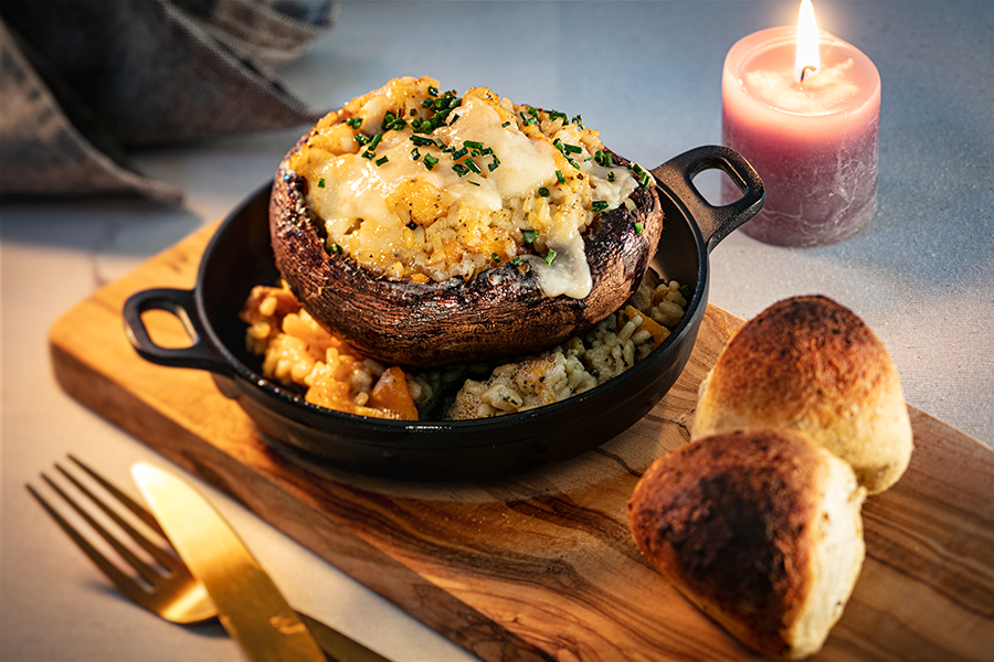Gevulde Portobello met Mediterrane Rijst