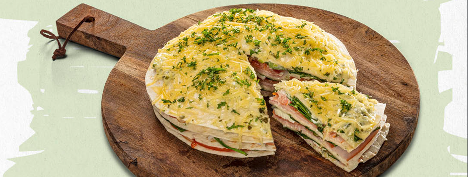Tortillataart met spinazie en ham