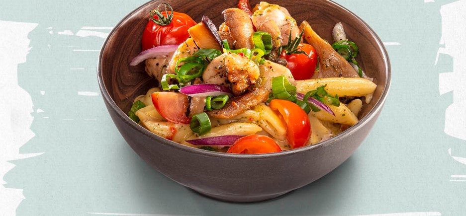 Truffel pasta met kip en paddenstoelen