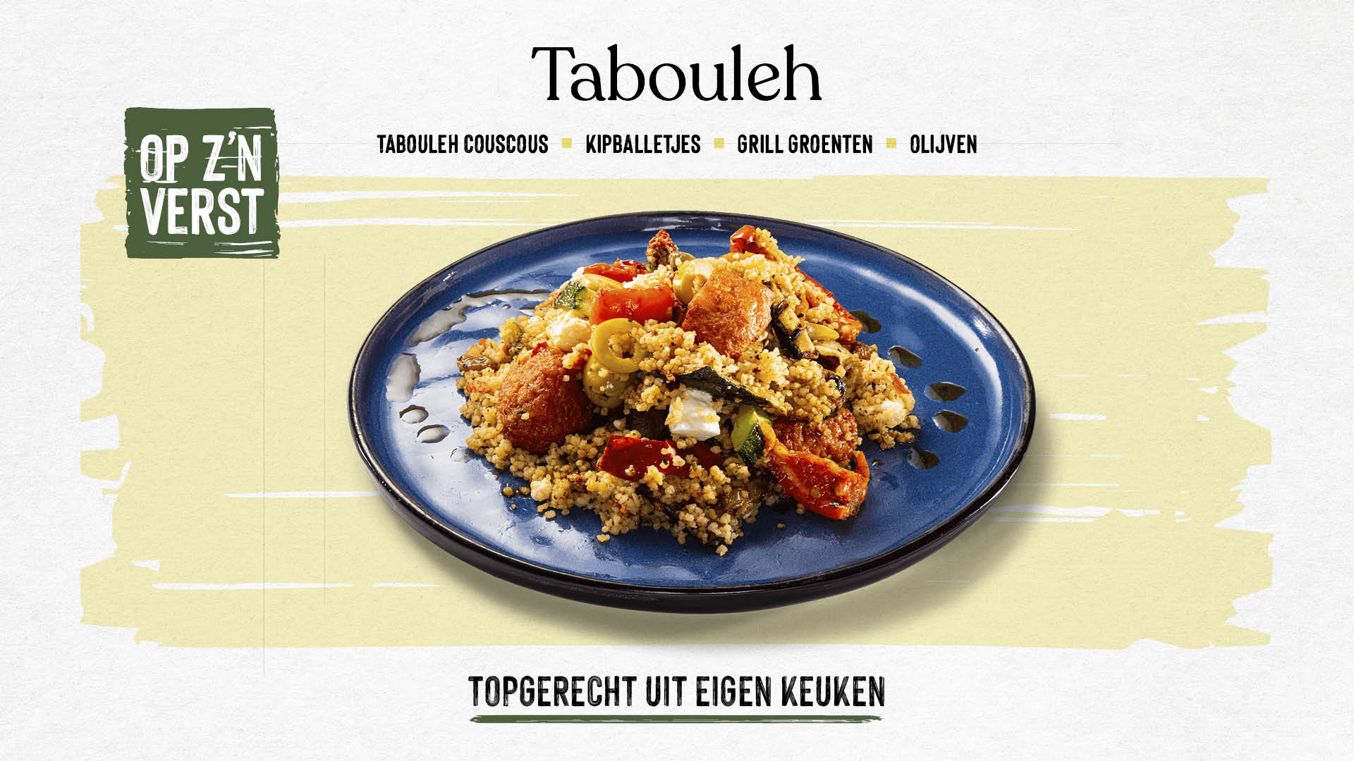 Tabouleh met Barneveldse kipballetjes en gegrilde groenten
