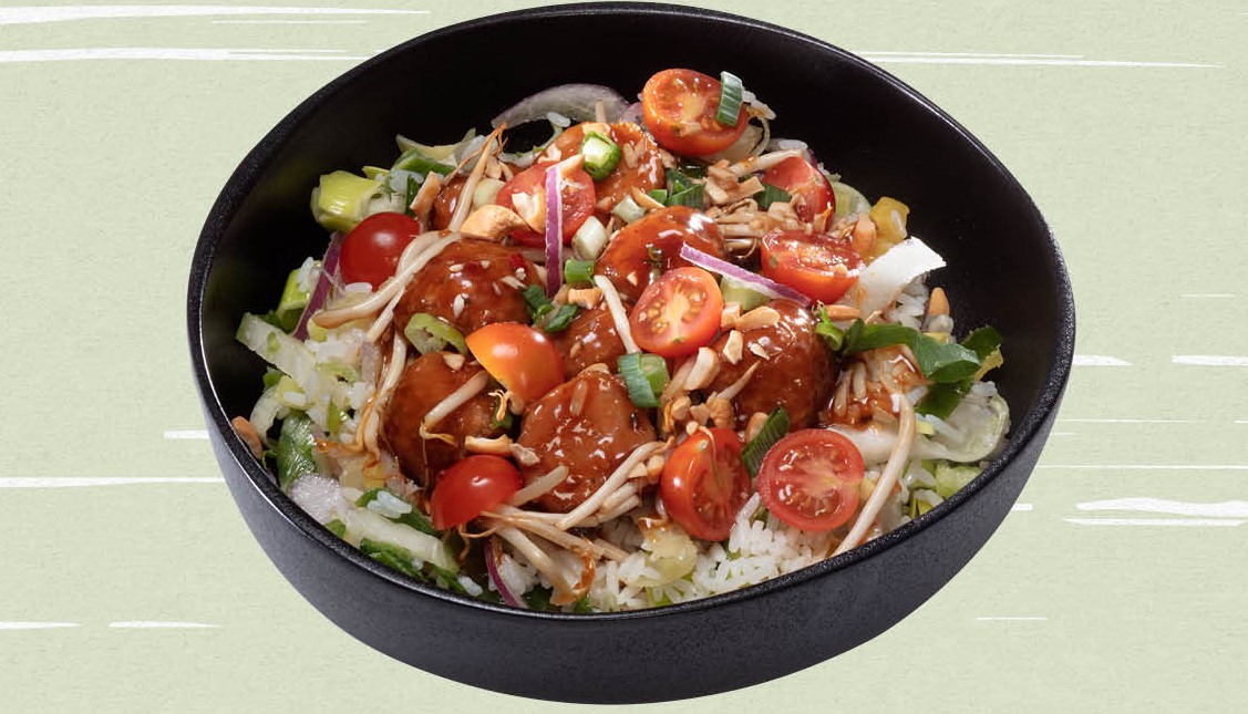 Witte rijst met teriyaki balletjes