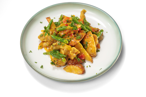 Roti schotel met kip en sperziebonen