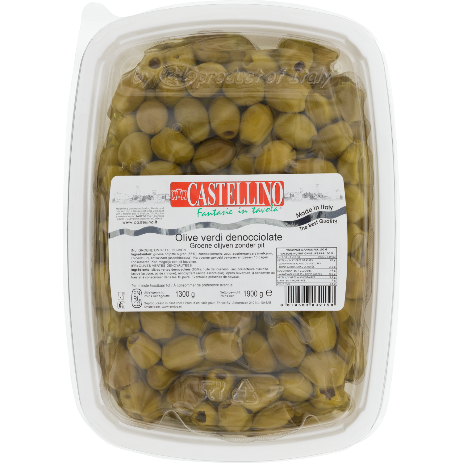 GROENE OLIJVEN ZONDER PIT  1900gr