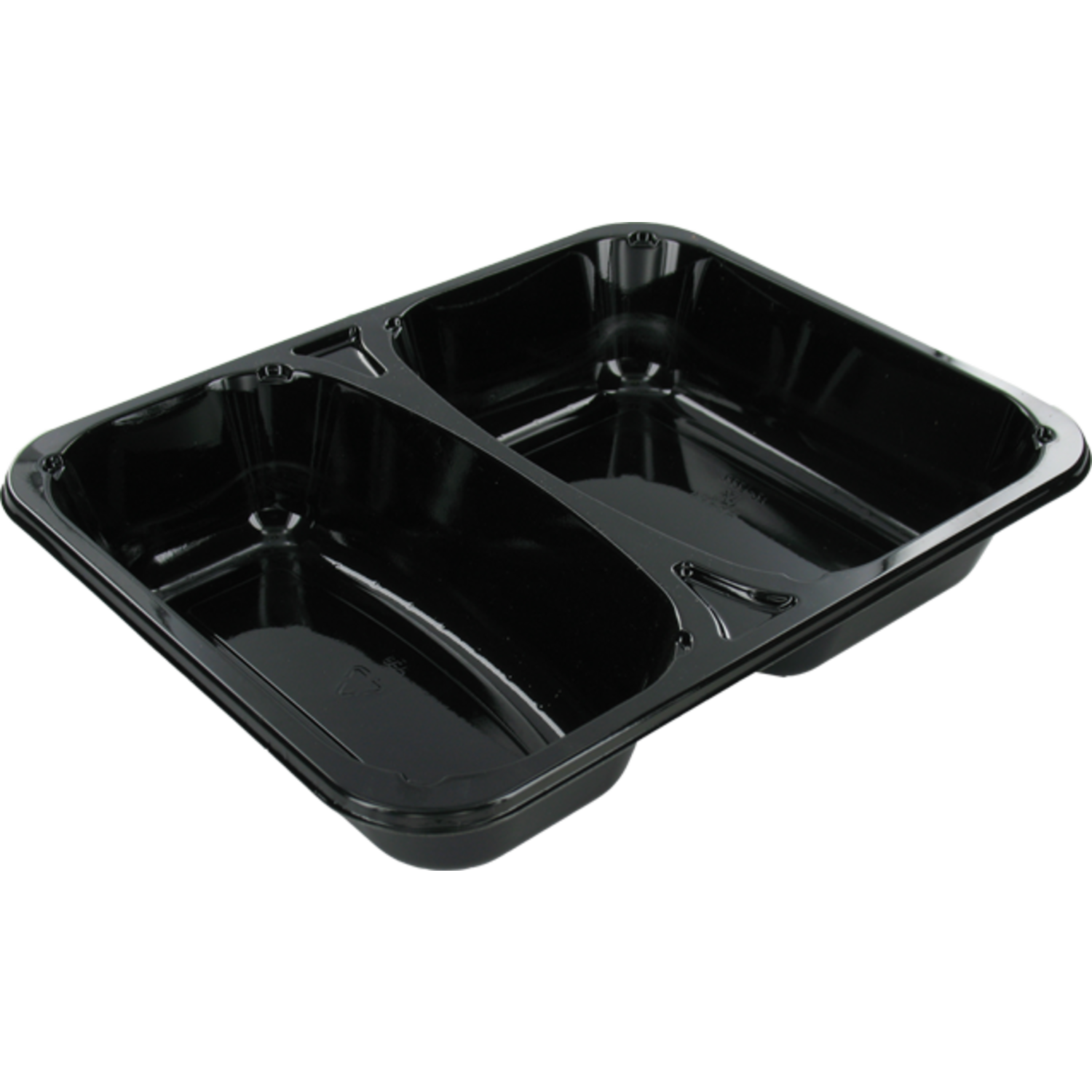 CPET TRAY ZWART 2VAKS 655/455cc 300st 226x176x43mm