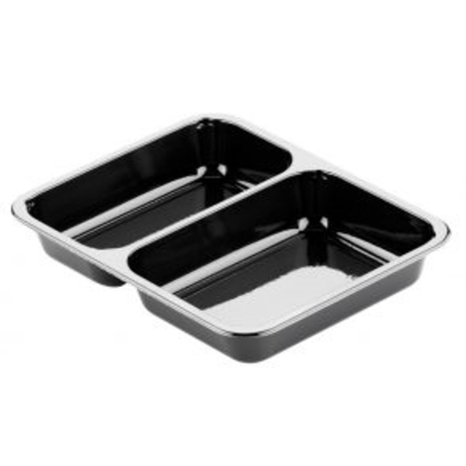CPET TRAY ZWART 2VAKS 515/370cc 250st 226x176x35mm