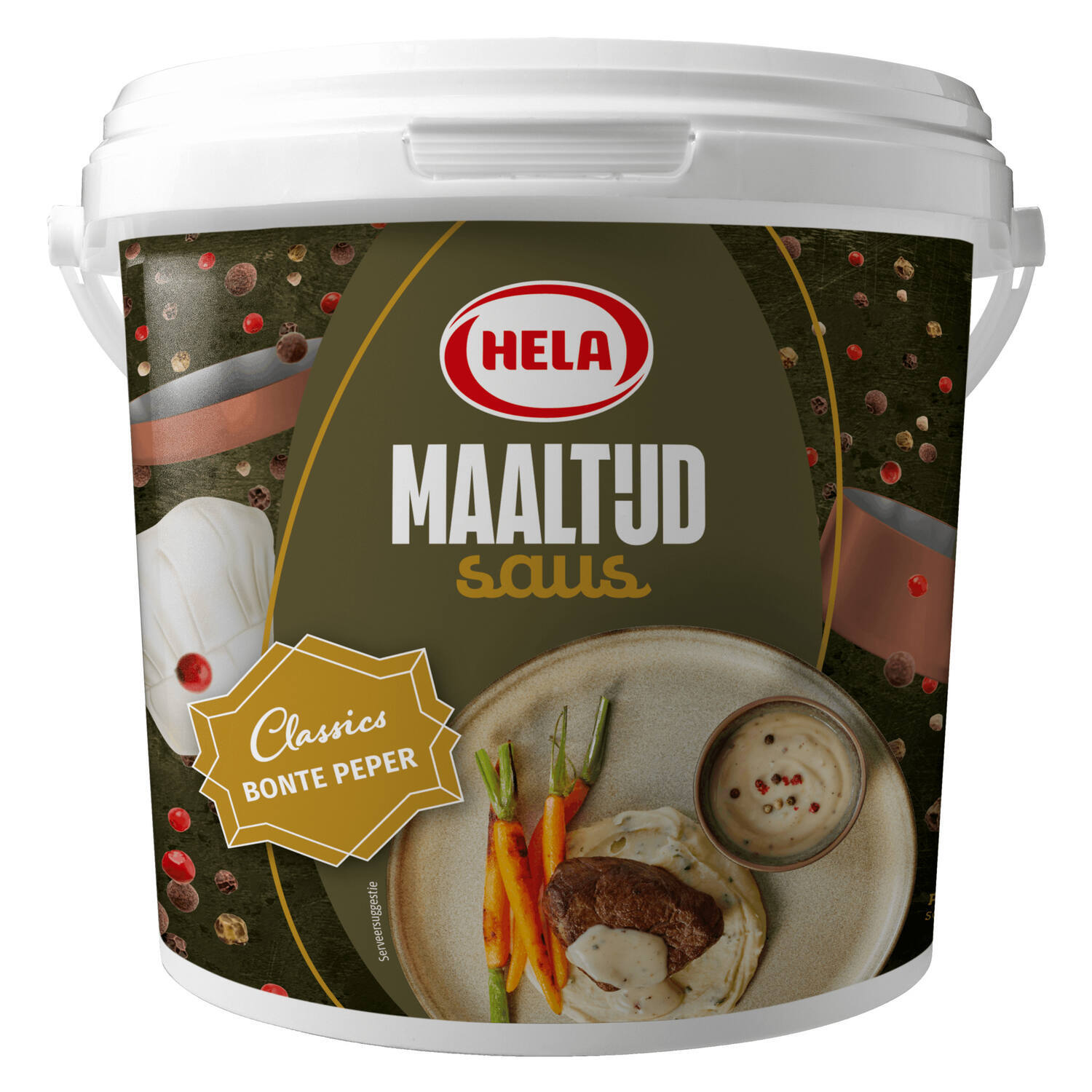 MAALTIJDSAUS BONTE PEPER 2.6kg HELA