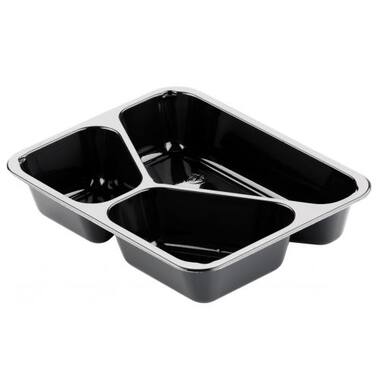 CPET TRAY ZWART 3VAKS 525/275/205cc 300st 226x176x43mm