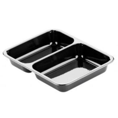 CPET TRAY ZWART 2VAKS 515/370cc 250st 226x176x35mm