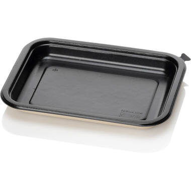 BAGASSE TRAY 187x139x20 1VAKS beige/zwart suikerriet 400st