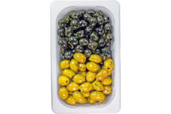 GROENE/ZWARTE OLIJVEN BASILICUM Z/PIT  750gr