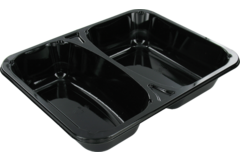 CPET TRAY ZWART 2VAKS 655/455cc 300st 226x176x43mm