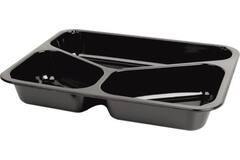 CPET TRAY ZWART 3VAKS 430/225/165cc 250st 226x176x35mm
