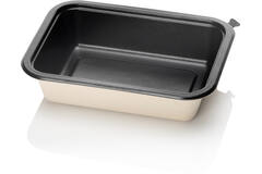 BAGASSE TRAY 187x139x45 1VAKS beige/zwart suikerriet 360st