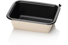 BAGASSE TRAY 187x139x60 1VAKS beige/zwart suikerriet 320st